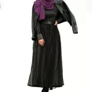 NEW Urban Modesty Mesh Polka Dot Overlay Gothic Maxi Dress, Size Large, Black